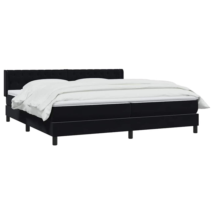 Pat box spring cu saltea, negru, 200x220 cm, catifea WALTI