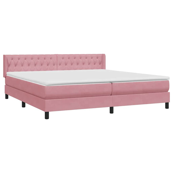 Pat box spring cu saltea, roz, 200x220 cm, catifea WALTI