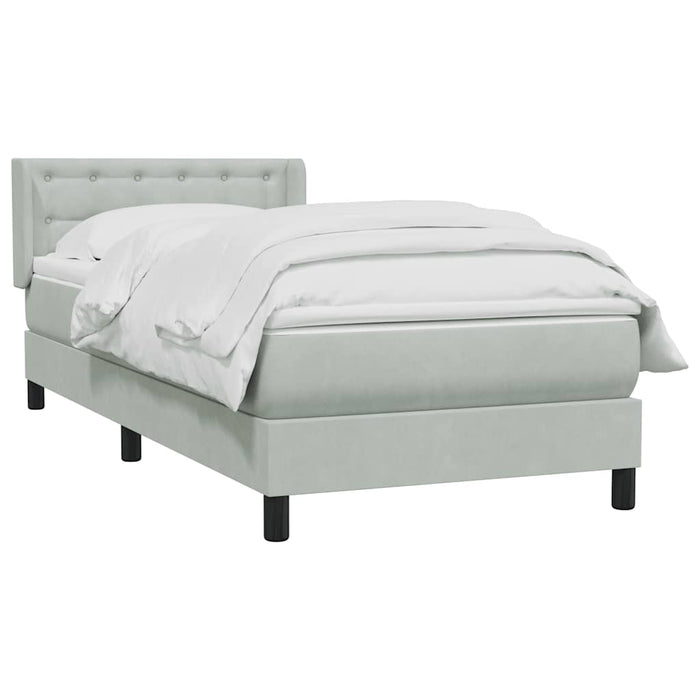 Pat box spring cu saltea, gri deschis, 80x210 cm, catifea - WALTI WALTI