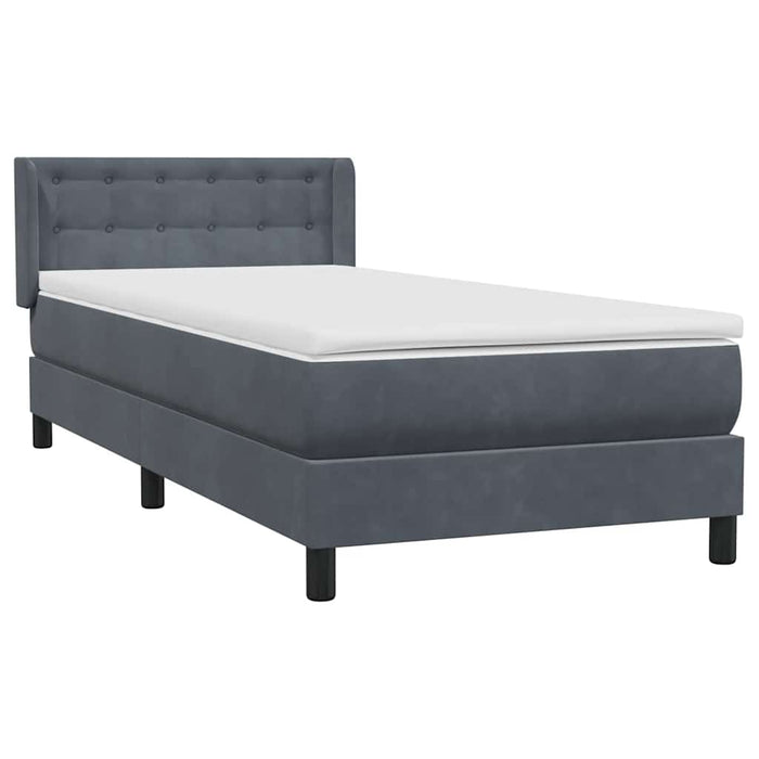 Pat box spring cu saltea, gri închis, 80x210 cm, catifea WALTI