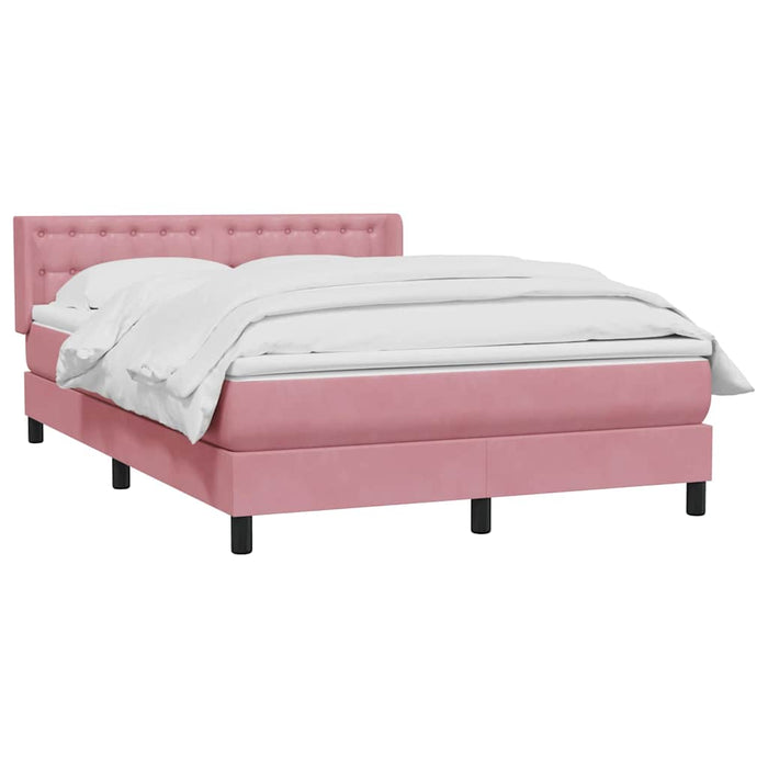 Pat box spring cu saltea, roz, 140x210 cm, catifea - WALTI WALTI