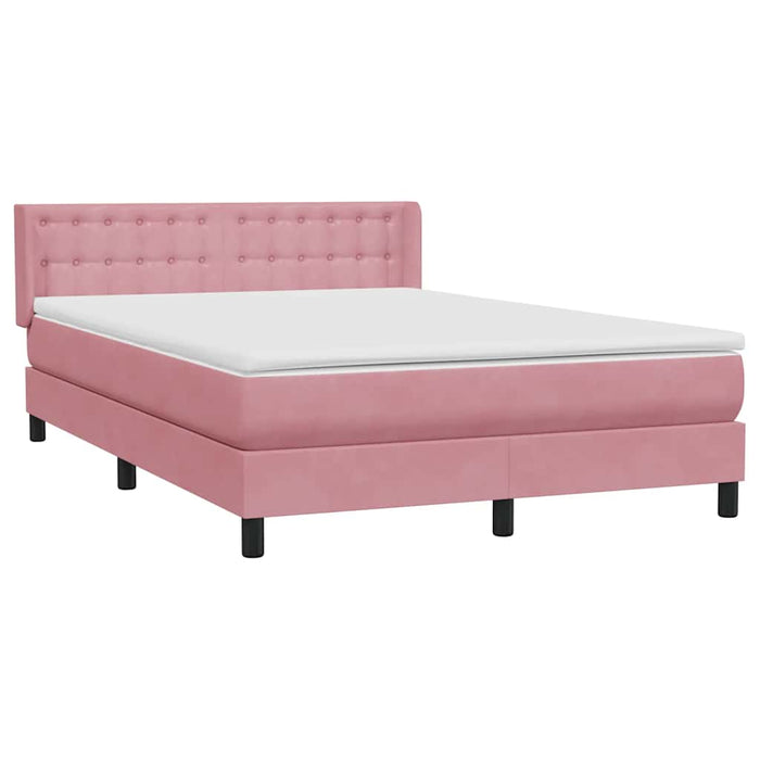 Pat box spring cu saltea, roz, 140x210 cm, catifea - WALTI WALTI
