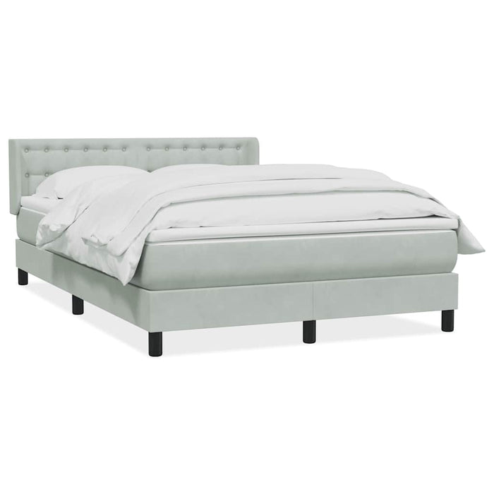 Pat box spring cu saltea, gri deschis, 160x210 cm, catifea WALTI
