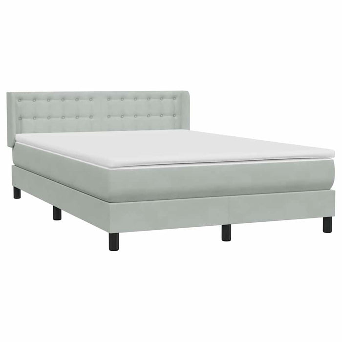 Pat box spring cu saltea, gri deschis, 160x210 cm, catifea WALTI
