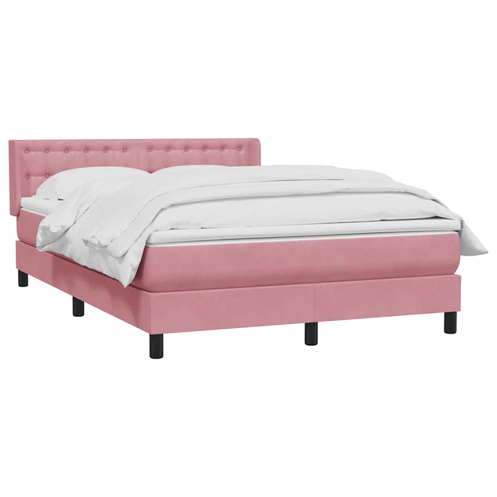 Pat box spring cu saltea, roz, 160x210 cm, catifea - WALTI WALTI