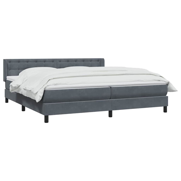 Pat box spring cu saltea, gri închis, 180x210 cm, catifea - WALTI WALTI