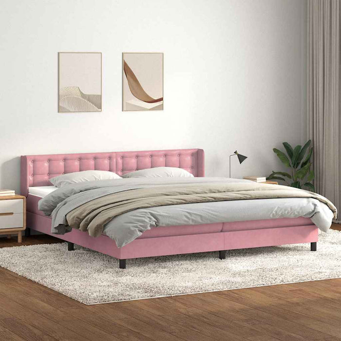 Pat box spring cu saltea, roz, 180x210 cm, catifea - WALTI WALTI