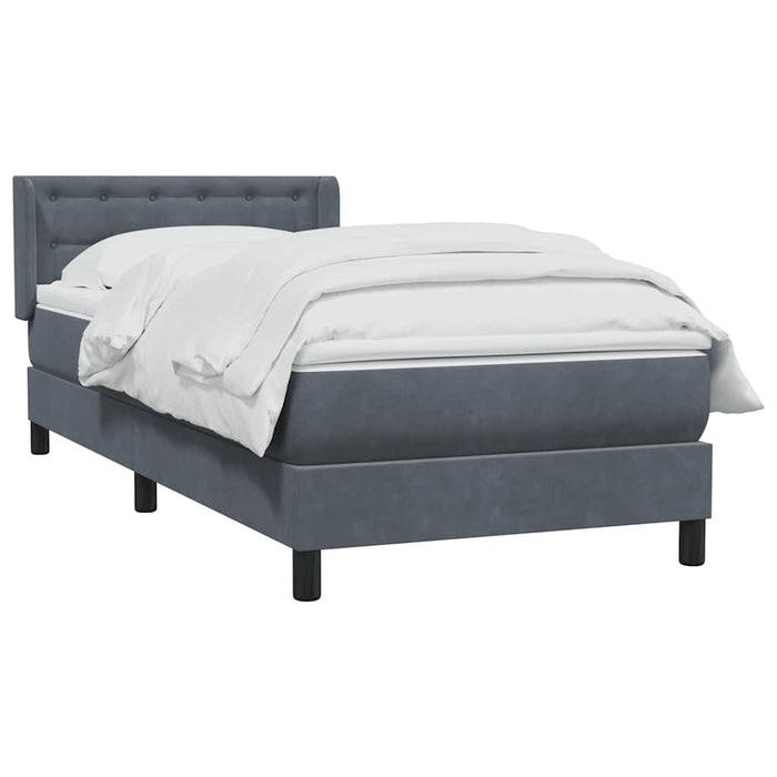 Pat box spring cu saltea, gri închis, 80x220 cm, catifea - WALTI WALTI