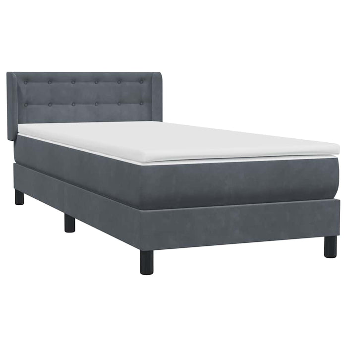 Pat box spring cu saltea, gri închis, 80x220 cm, catifea - WALTI WALTI