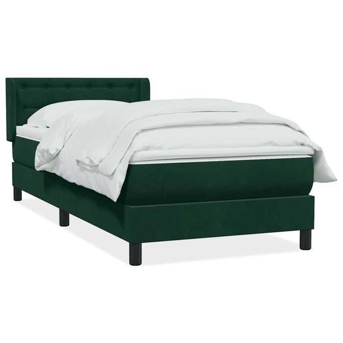 Pat box spring cu saltea, verde închis, 80x220 cm, catifea WALTI