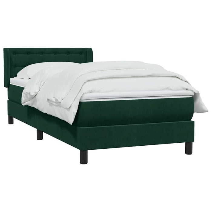 Pat box spring cu saltea, verde închis, 80x220 cm, catifea WALTI