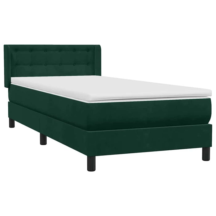 Pat box spring cu saltea, verde închis, 80x220 cm, catifea WALTI