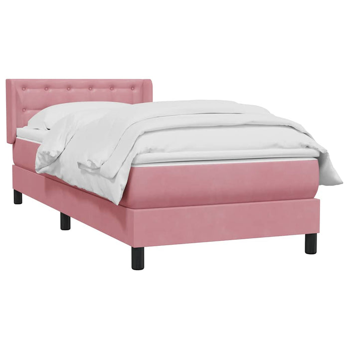 Pat box spring cu saltea, roz, 80x220 cm, catifea - WALTI WALTI