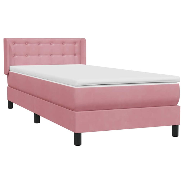 Pat box spring cu saltea, roz, 80x220 cm, catifea - WALTI WALTI