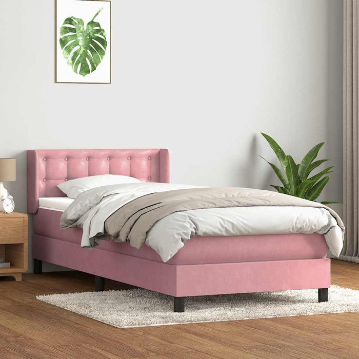 Pat box spring cu saltea, roz, 80x220 cm, catifea - WALTI WALTI