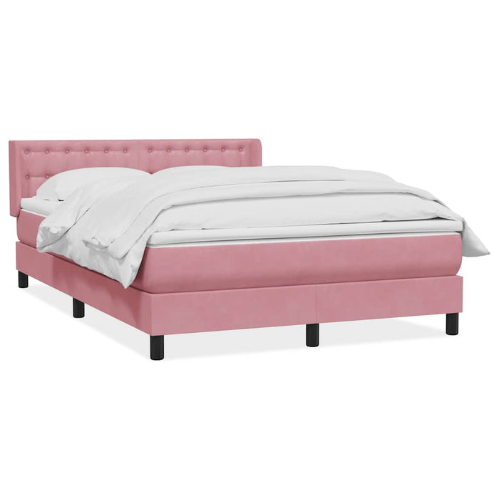 Pat box spring cu saltea, roz, 140x220 cm, catifea - WALTI WALTI