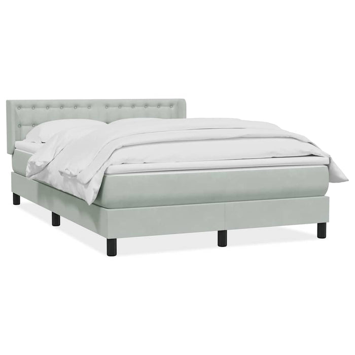 Pat box spring cu saltea, gri deschis, 160x220 cm, catifea WALTI