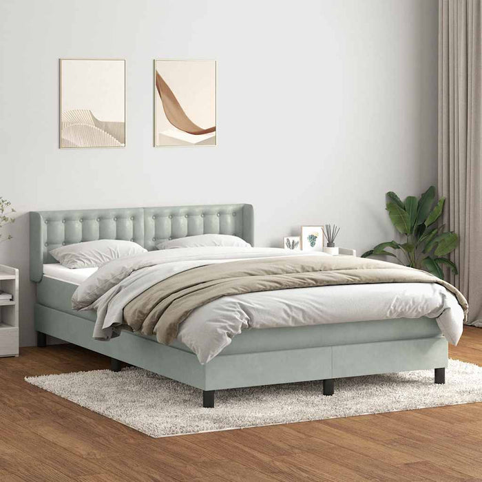 Pat box spring cu saltea, gri deschis, 160x220 cm, catifea WALTI