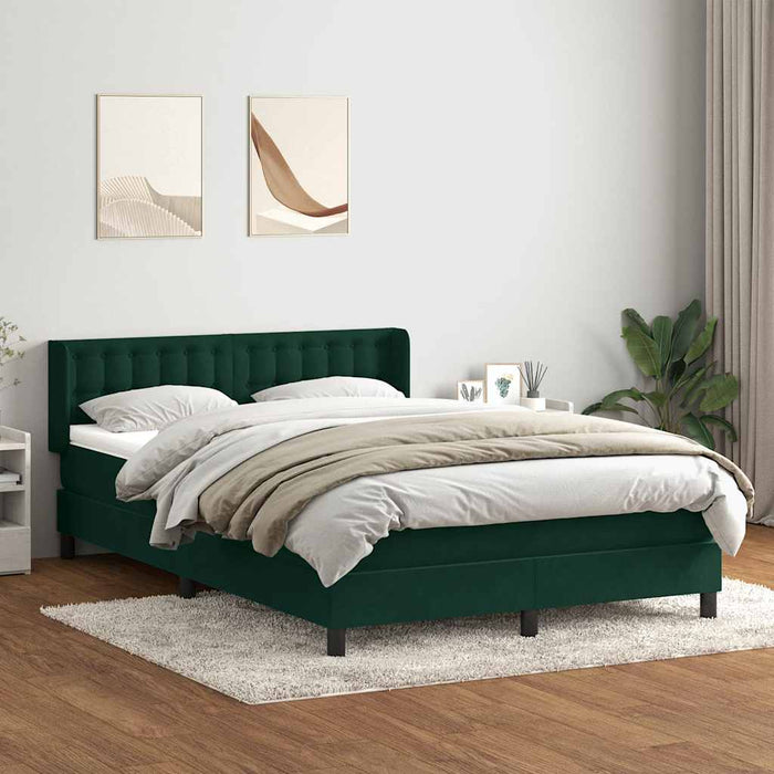 Pat box spring cu saltea, verde închis, 160x220 cm, catifea WALTI