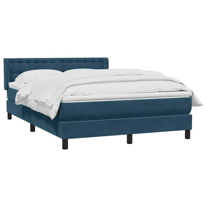 Pat box spring cu saltea, albastru închis, 160x220 cm, catifea WALTI