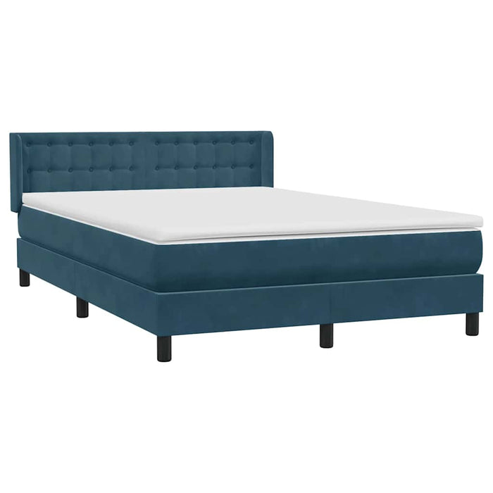 Pat box spring cu saltea, albastru închis, 160x220 cm, catifea WALTI