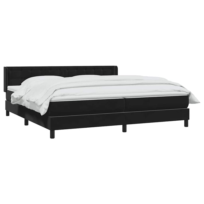 Pat box spring cu saltea, negru, 200x220 cm, catifea WALTI