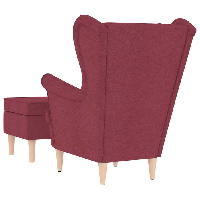Fotoliu cu taburet pentru picioare, roșu vin, material textil - WALTI WALTI