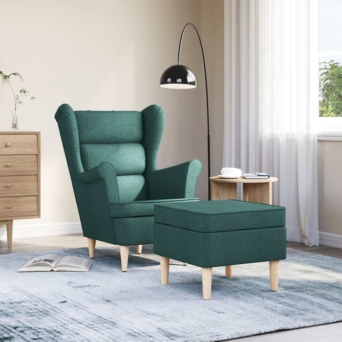 Fotoliu cu taburet pentru picioare, verde închis, textil - WALTI WALTI