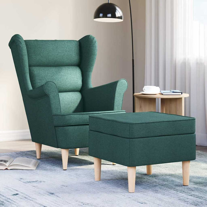 Fotoliu cu taburet pentru picioare, verde închis, textil - WALTI WALTI