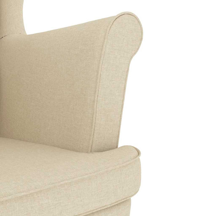 Fotoliu cu taburet pentru picioare, crem, material textil - WALTI WALTI