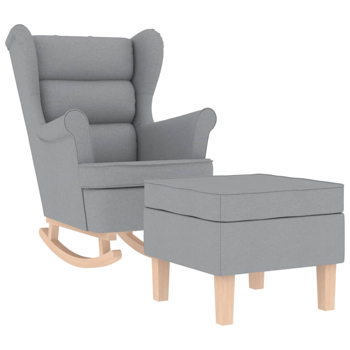 Scaun balansoar cu taburet, gri deschis, textil - WALTI WALTI
