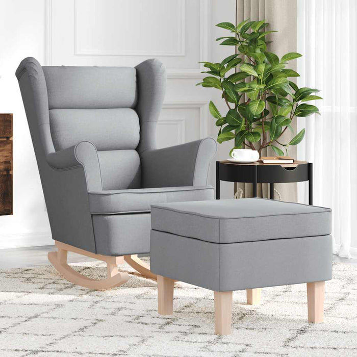 Scaun balansoar cu taburet, gri deschis, textil - WALTI WALTI