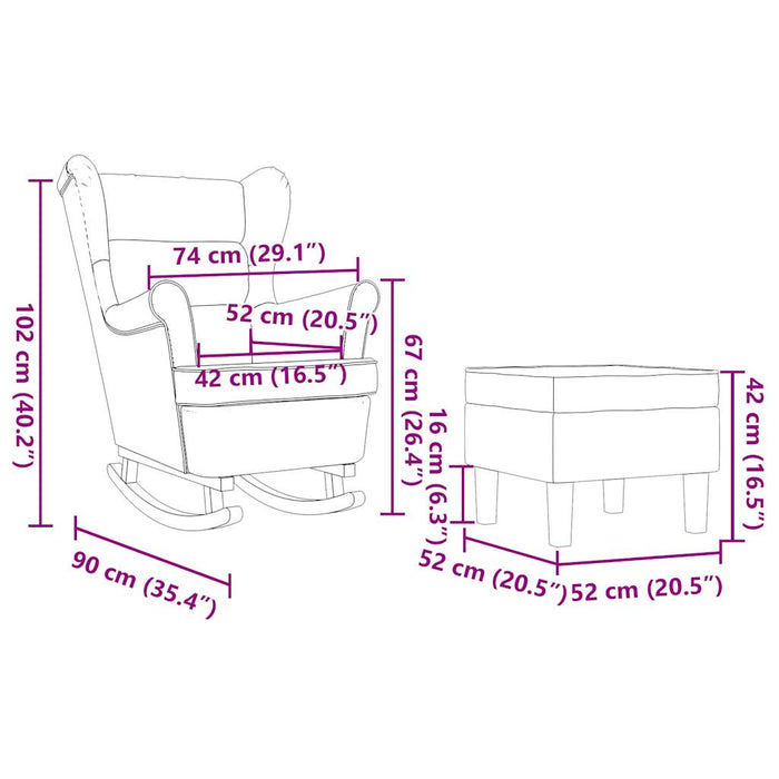 Scaun balansoar cu taburet, Negru, material textil - WALTI WALTI