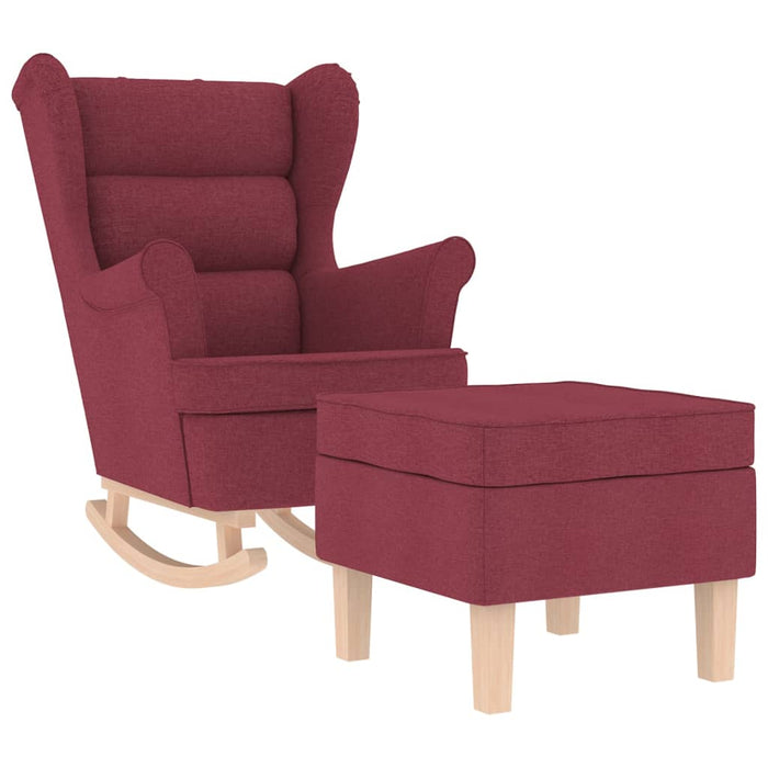 Scaun balansoar cu taburet, roșu vin, material textil - WALTI WALTI