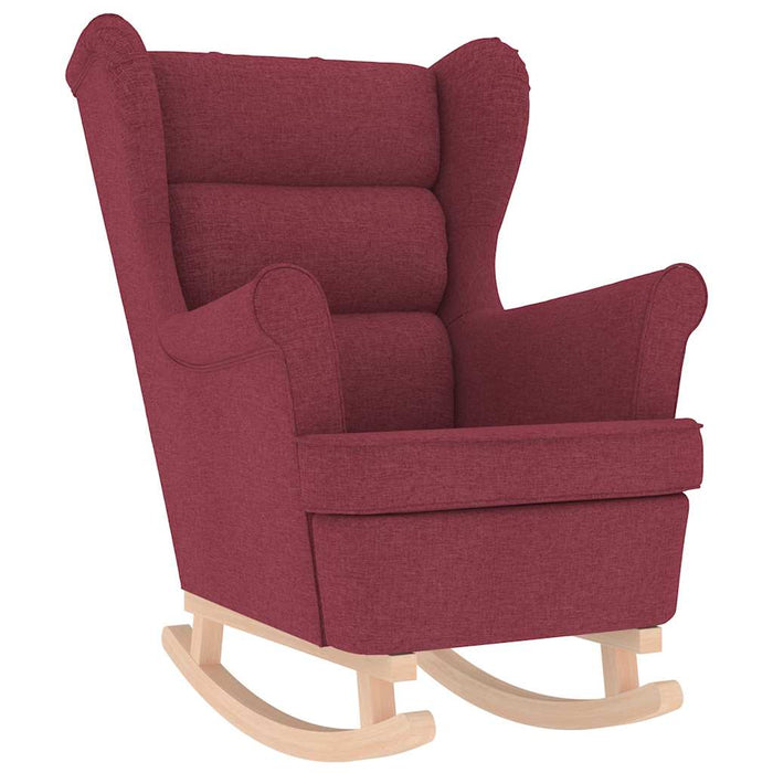 Scaun balansoar cu taburet, roșu vin, material textil - WALTI WALTI