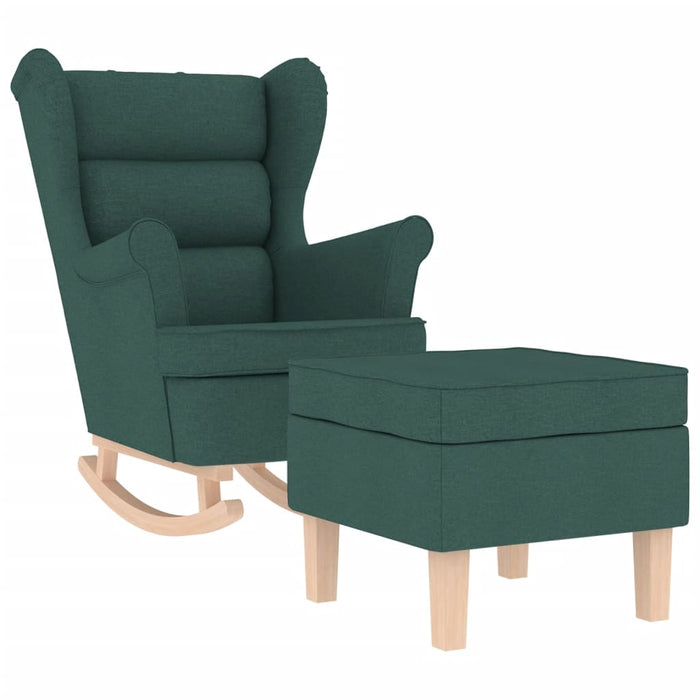 Scaun balansoar cu taburet, verde închis, textil WALTI