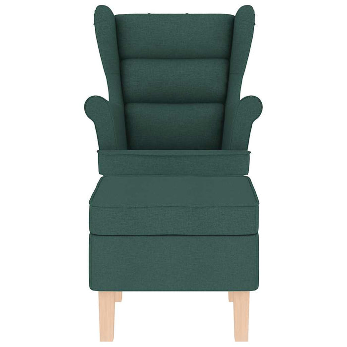 Scaun balansoar cu taburet, verde închis, textil WALTI