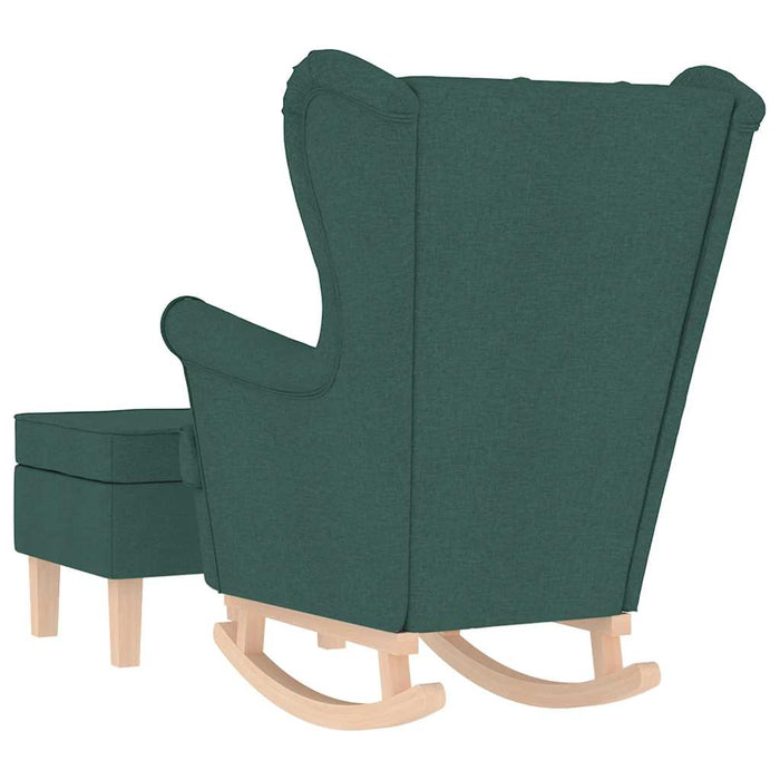 Scaun balansoar cu taburet, verde închis, textil WALTI