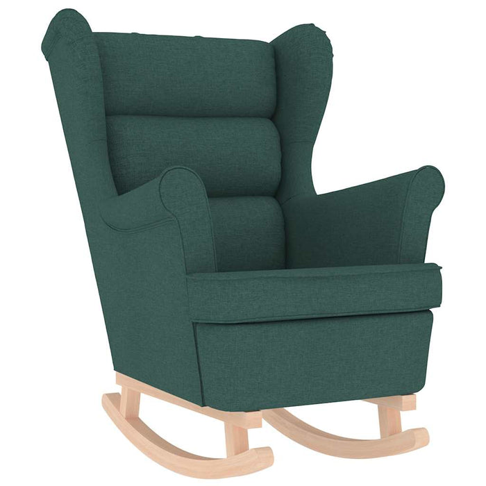 Scaun balansoar cu taburet, verde închis, textil WALTI