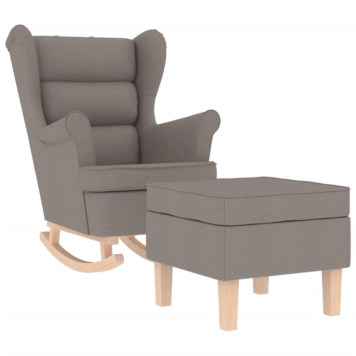 Scaun balansoar cu taburet, gri taupe, material textil WALTI