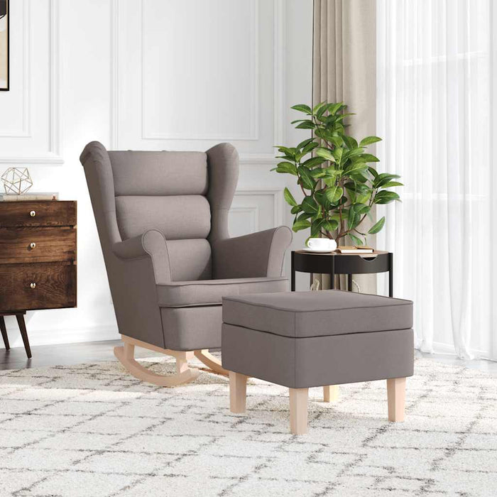 Scaun balansoar cu taburet, gri taupe, material textil WALTI