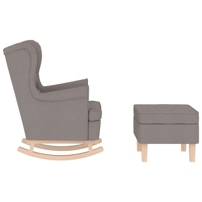 Scaun balansoar cu taburet, gri taupe, material textil WALTI