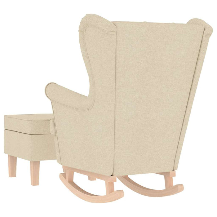 Scaun balansoar cu taburet, crem, material textil WALTI