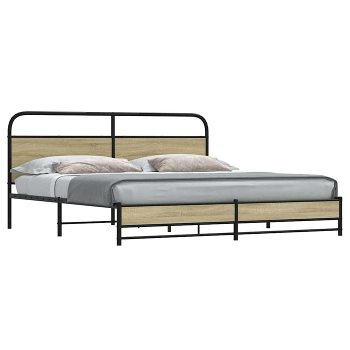 Cadru de pat metalic fără saltea, stejar sonoma, 180x200 cm - WALTI WALTI
