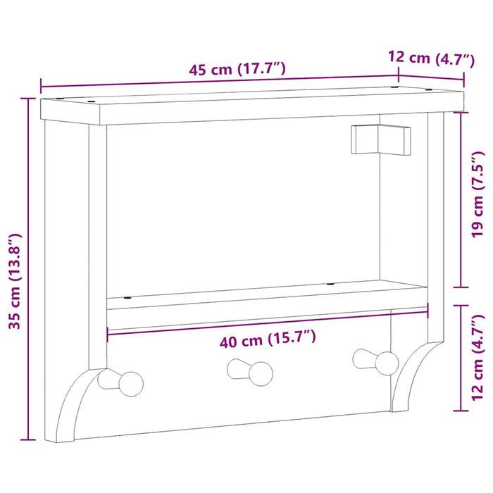 Suport pentru haine "SANDNES" alb 45x12x35 cm lemn masiv de pin - WALTI WALTI