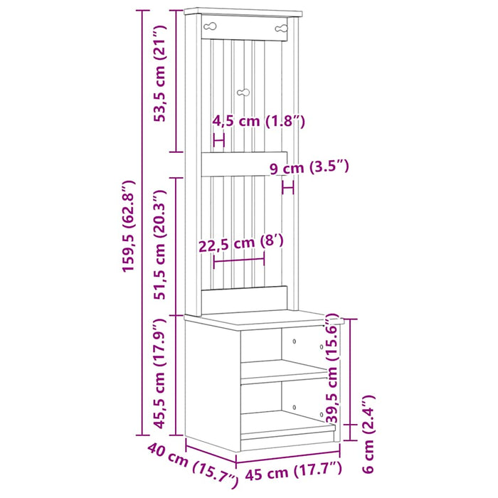 Arborele „SANDENS” 45x40x159,5 cm din lemn masiv de pin WALTI