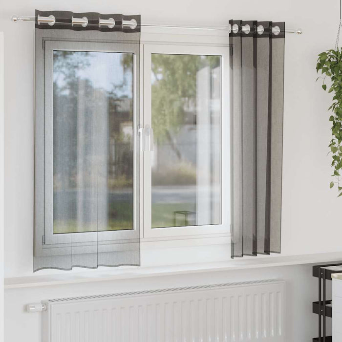 Perdele Voile cu Oeje 2 buc Negru 140x140 cm - WALTI WALTI
