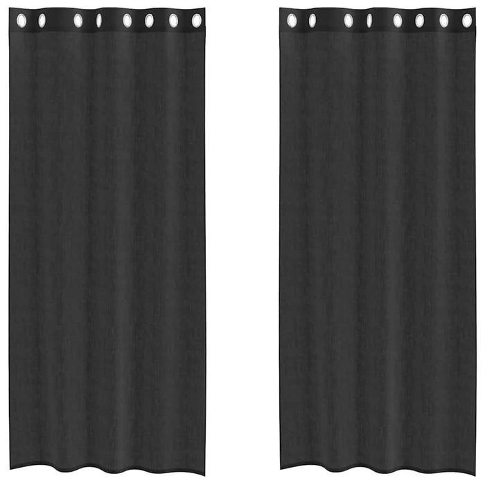 Perdele Voile cu Oeli 2 buc Negru 140x245 cm - WALTI WALTI