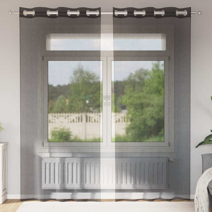 Perdele Voile cu Oeli 2 buc Negru 140x245 cm - WALTI WALTI