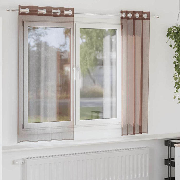 Perdele Voile cu Oelii 2 buc Maro 140x140 cm - WALTI WALTI